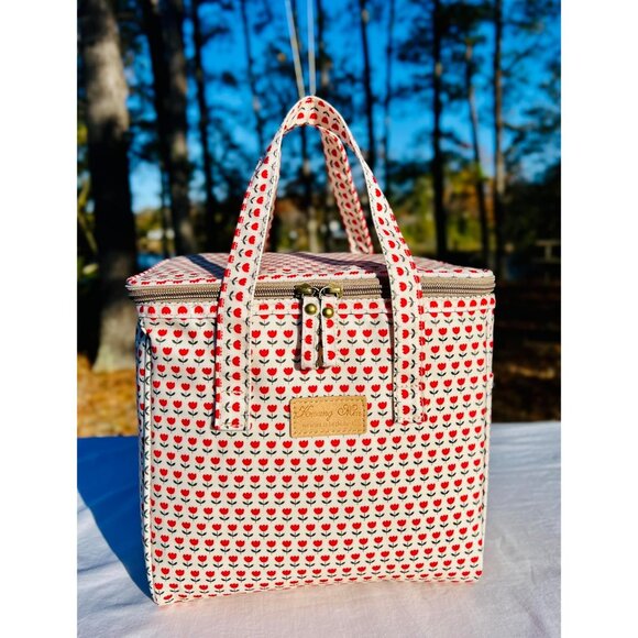 Floral Insulated Lunch Bag for Women,Reusable Lunch Box,Large Cooler for Office, - Picture 2 of 8